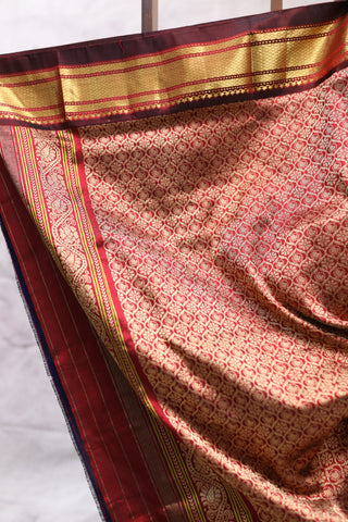 Maroon Silk Chandrakor Paithani Saree - SRMSPS430