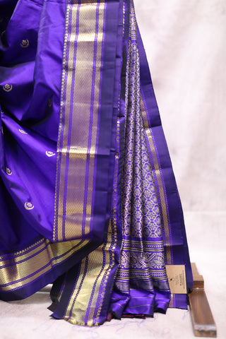 Dark Blue Silk Chandrakor Paithani Saree - SRDBSPS429