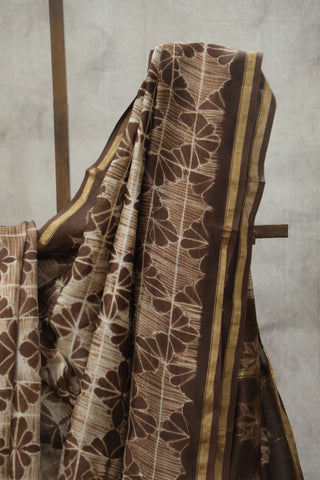 Dark Brown HBP Cotton Silk Chanderi Saree - SRDBSCS640EX