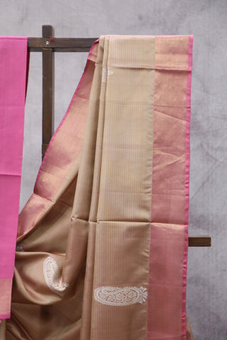 Cream Stripes Soft Silk Saree-SRCSSSS35EX