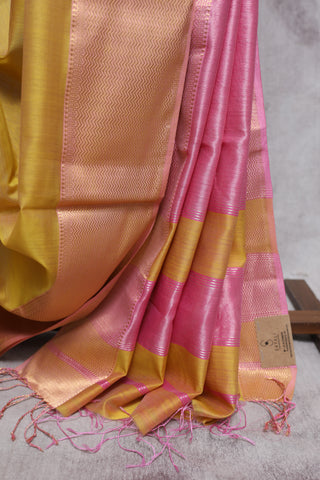 Yellow Cotton Silk Maheshwari Saree - SRYCSMS333