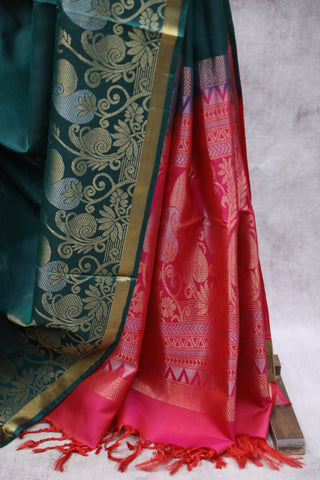 Dark Green Soft Silk Saree-SRDGSSS23EX