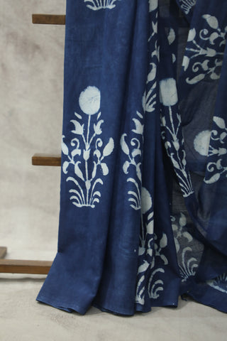 Indigo HBP Cotton Saree - SRICS1831