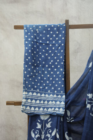 Indigo HBP Cotton Saree - SRICS1831