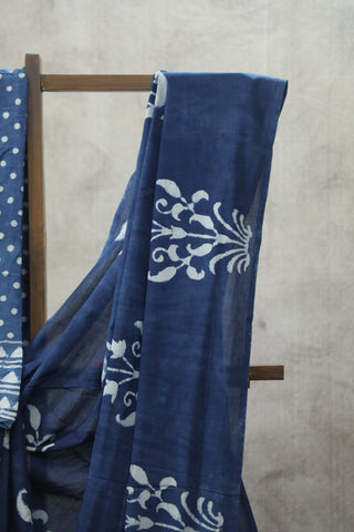 Indigo HBP Cotton Saree - SRICS1831