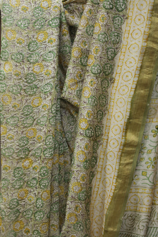 Moss Green HBP Cotton Silk Saree With Maheshwari Border - SRMGCSS764