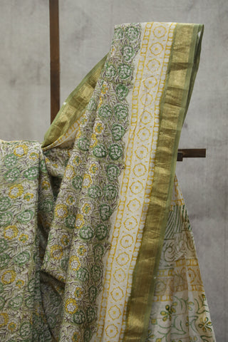 Moss Green HBP Cotton Silk Saree With Maheshwari Border - SRMGCSS764