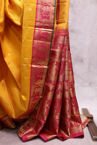 Yellow Kanjeevaram Silk Saree-SRYKSS450