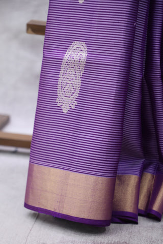 Purple Stripes Soft Silk Saree-SRPSSSS34EX