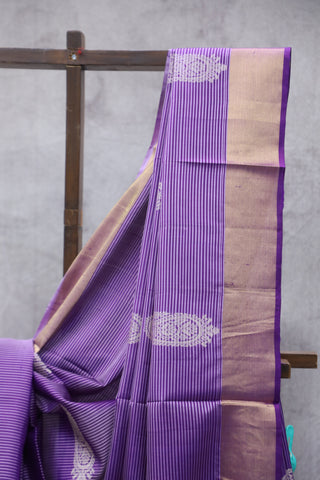 Purple Stripes Soft Silk Saree-SRPSSSS34EX