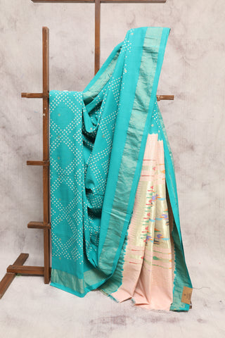 Green Bandhani Cotton Paithani Saree - SRGBCPS253