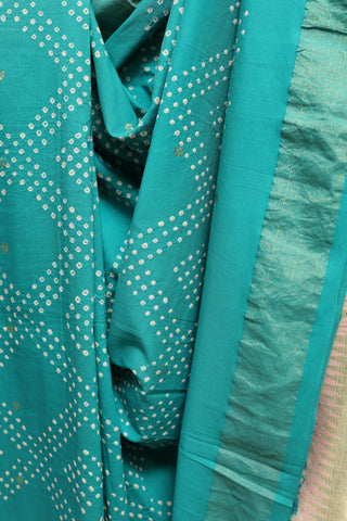 Green Bandhani Cotton Paithani Saree - SRGBCPS253