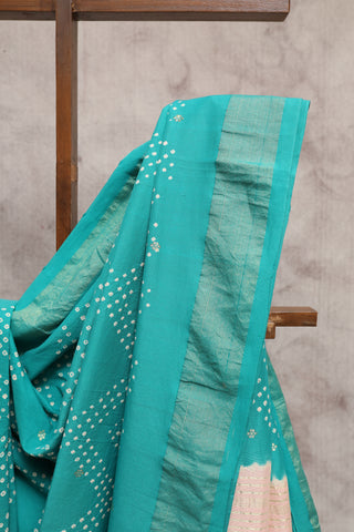 Green Bandhani Cotton Paithani Saree - SRGBCPS253