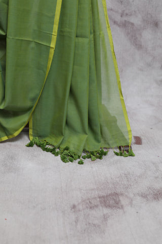 Pastel Green Mulmul Cotton Saree-SRPGMCS23EX