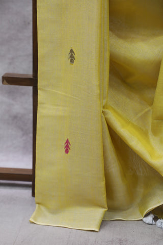 Yellow Tissue Linen Jamdani Saree - SRYTLJS94