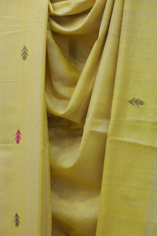 Yellow Tissue Linen Jamdani Saree - SRYTLJS94