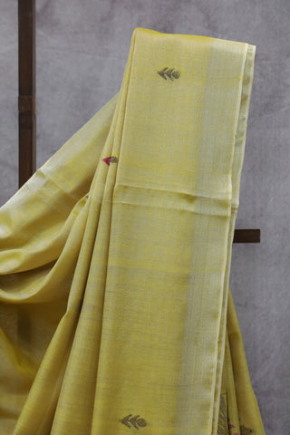 Yellow Tissue Linen Jamdani Saree - SRYTLJS94