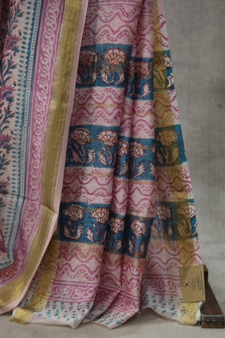 Pink HBP Cotton Silk Saree With Maheshwari Border - SRPCSS853