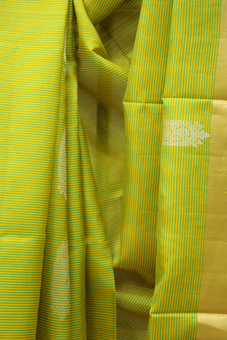 Yellow-Green Stripes Soft Silk Saree-SRYGSSSS37EX