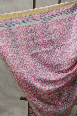 Pink HBP Cotton Silk Saree With Maheshwari Border - SRPCSS853