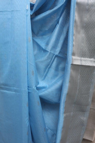 Pastel Blue Cotton Silk Maheshwari Saree - SRPBCSMS377