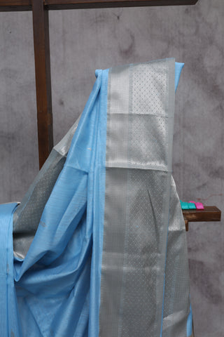 Pastel Blue Cotton Silk Maheshwari Saree - SRPBCSMS377