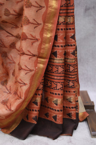 Light Orange Silk Chanderi Saree  - SRLOCSCS66EX