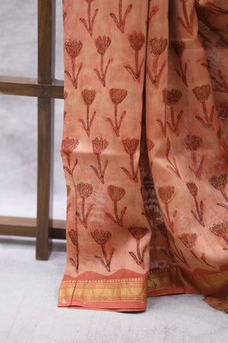 Light Orange Silk Chanderi Saree  - SRLOCSCS66EX