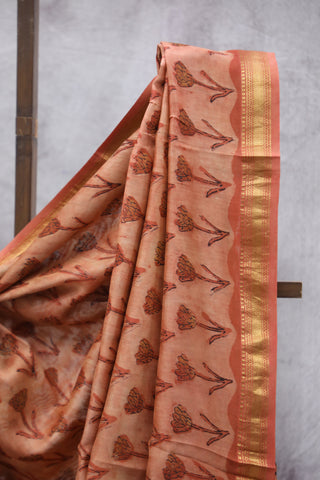 Light Orange Silk Chanderi Saree  - SRLOCSCS66EX