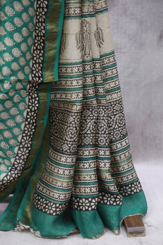 Green HBP Cotton Silk Chanderi Saree - SRGSCS658EX