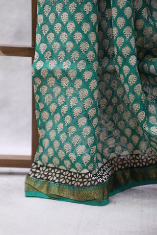 Green HBP Cotton Silk Chanderi Saree - SRGSCS658EX