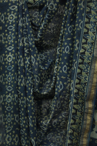 Indigo HBP Cotton Silk Saree With Maheshewari Border - SRICSS886