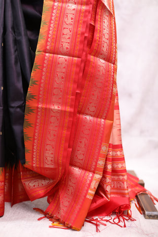 Black Kanjeevaram Silk Saree-SRBKSS443