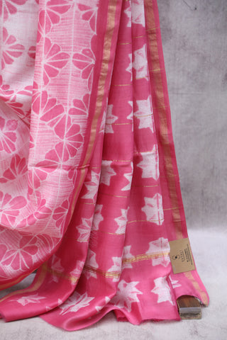 Pink Cotton Silk Chanderi Saree  - SRCCSCS85EX