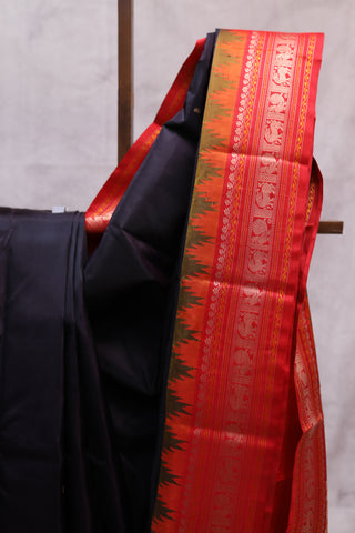 Black Kanjeevaram Silk Saree-SRBKSS443