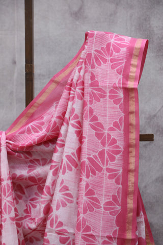 Pink Cotton Silk Chanderi Saree  - SRCCSCS85EX