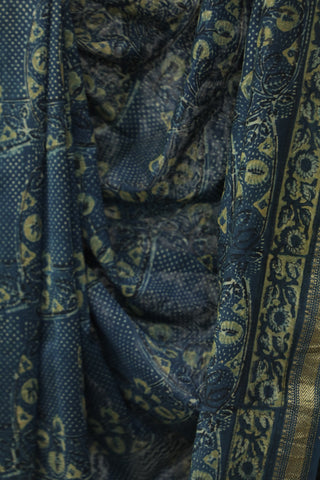 Indigo HBP Cotton Silk Saree With Maheshewari Border - SRICSS883