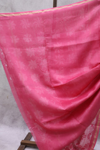 Pink Cotton Silk Chanderi Saree  - SRCCSCS85EX