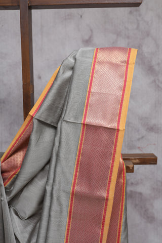 Grey Cotton Silk Maheshwari Saree - SRGCSMS348