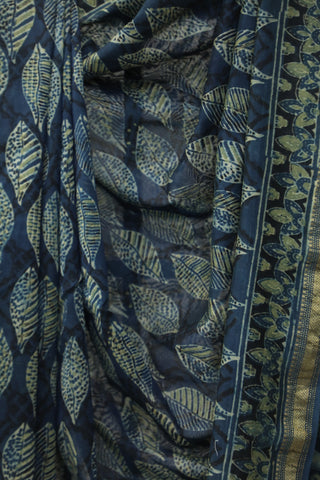 Indigo HBP Cotton Silk Saree With Maheshewari Border - SRICSS882