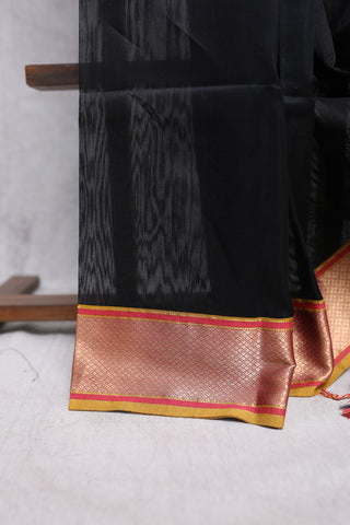 Black Cotton Silk Maheshwari Saree - SRBCSMS347