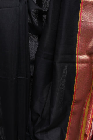 Black Cotton Silk Maheshwari Saree - SRBCSMS347