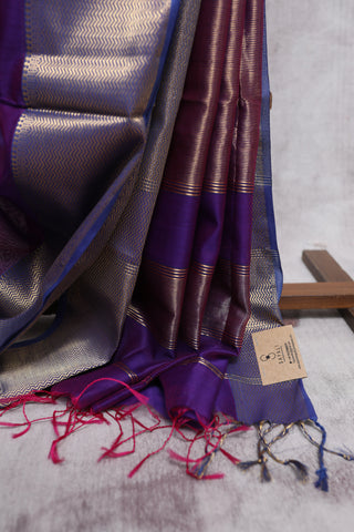 Purple Cotton Silk Maheshwari Saree - SRPCSMS325