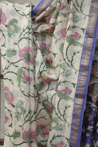 Cream HBP Cotton Silk Saree With Maheshewari Border - SRCCSS893