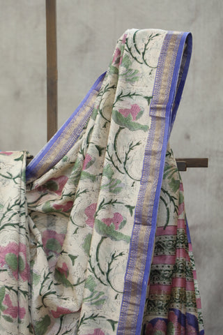 Cream HBP Cotton Silk Saree With Maheshewari Border - SRCCSS893