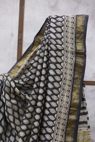 Black HBP Cotton Silk Chanderi Saree - SRBCSCS647EX