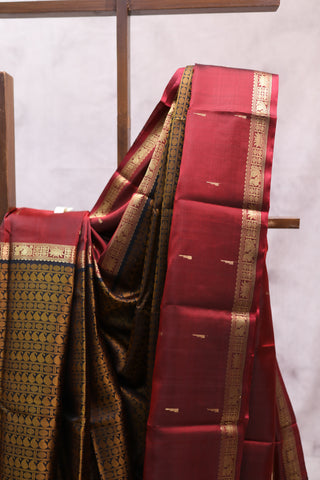 Maroon Black  Kanjeevaram Silk Saree-SRMBKSS436