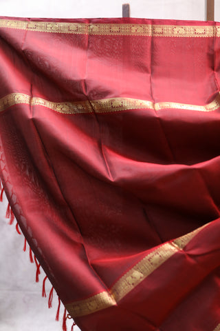 Maroon Black  Kanjeevaram Silk Saree-SRMBKSS436