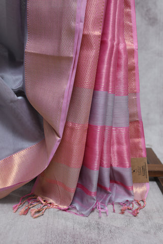 Grey Cotton Silk Maheshwari Saree - SRGCSMS324