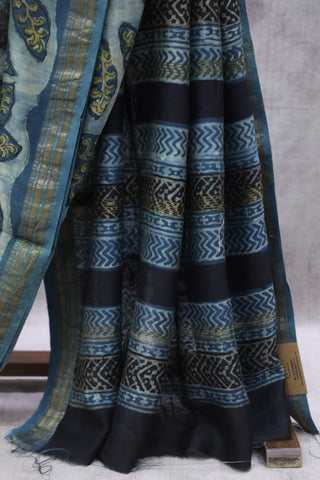 Blue Colour Cotton Silk Chanderi Saree  - SRBCSCS51EX